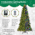 6/7.5 FT Pre-Lit Artificial Christmas Tree, PE/PVC Mixed Tips, Hinged Xmas Tree with Remote, 11 Color-Changing LED Modes, Timer & Metal Stand