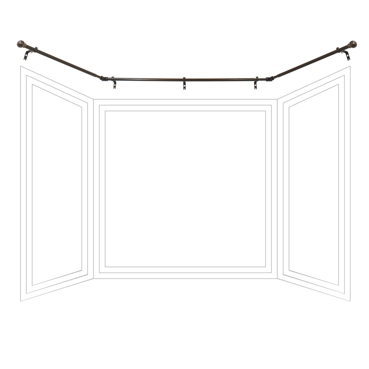 Decopolitan Drapery Bay Window Curtain Rod Set, Oil Rubbed Bronze