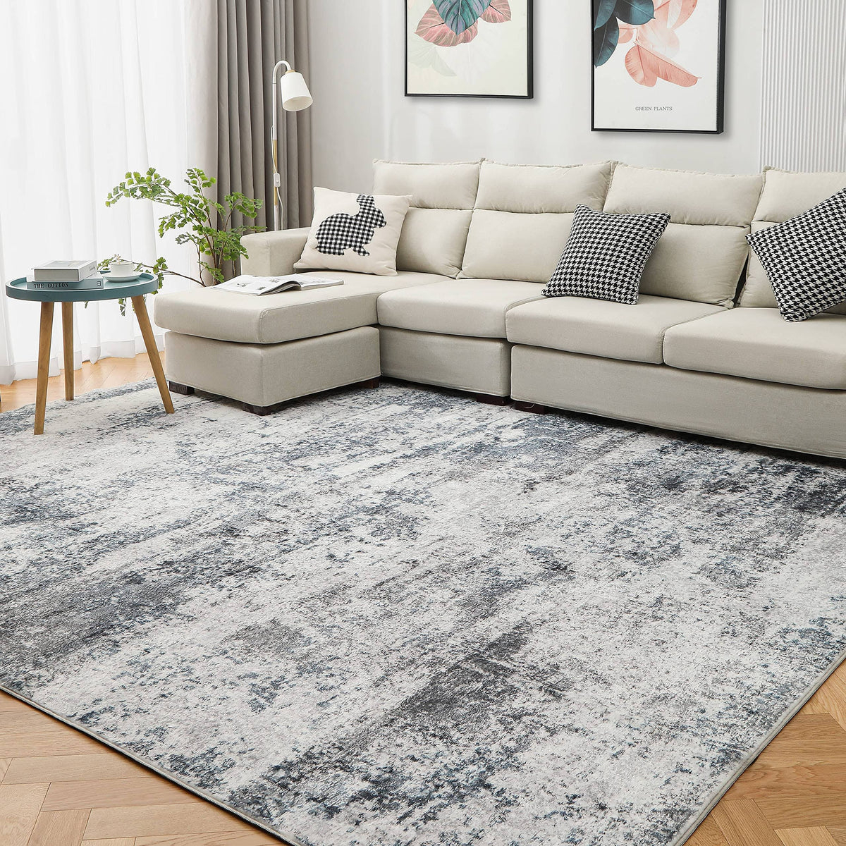 Macro Sen Area Rug Living Room Rugs: 5x7 Indoor Abstract Soft Fluffy Pile Large Carpet with Low Shaggy for Bedroom Dining Room Home Office Decor Under