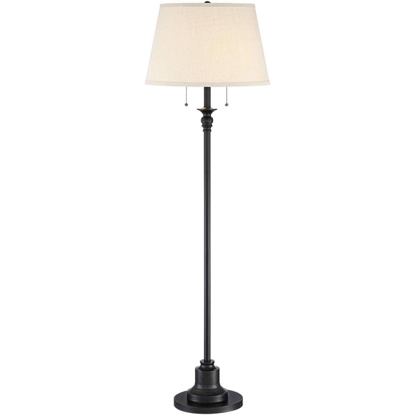 Spenser Traditional Floor Lamp Oiled Bronze Linen Fabric Drum Shade for Living Room Reading Bedroom Office - 360 Lighting