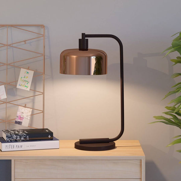 Vidette 20.5" Arched Table Lamp Base Color: Black, Shade Color: Copper