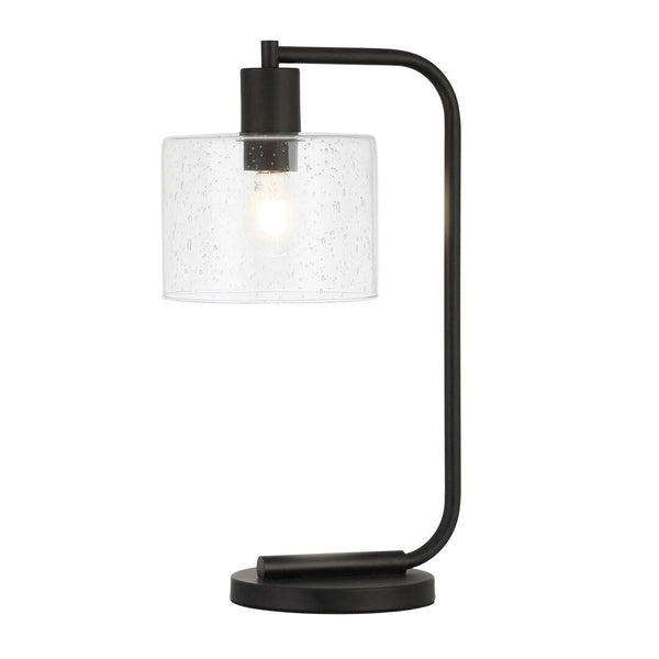 Vidette 20.5" Arched Table Lamp Base Color: Black, Shade Color: Seeded