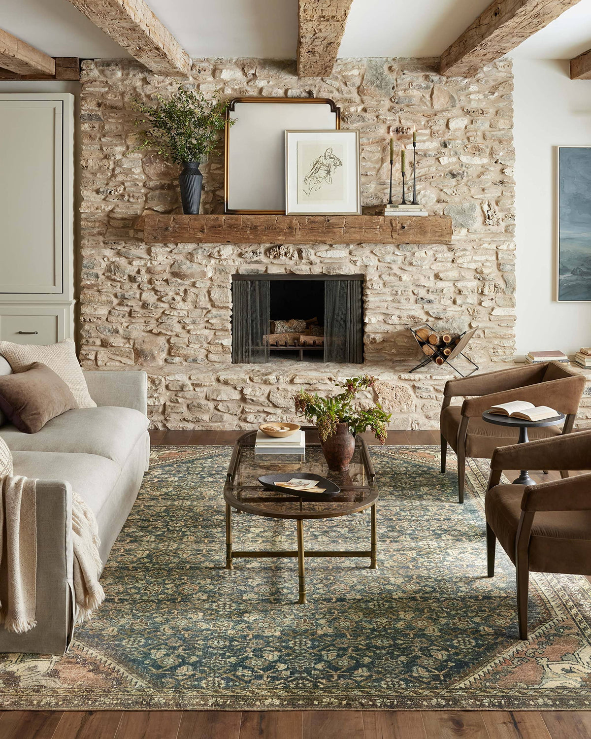 Magnolia Home by Joanna Gaines x Loloi Banks Machine Washable Denim / Clay Area Rug Rug Size: Rectangle 7'6" x 9'6"