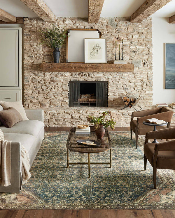 Magnolia Home by Joanna Gaines x Loloi Banks Machine Washable Denim / Clay Area Rug Rug Size: Rectangle 7'6" x 9'6"