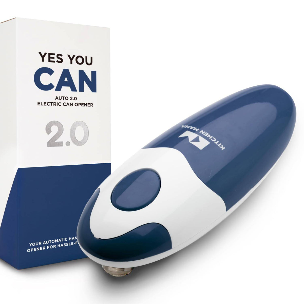 Kitchen Mama Auto 2.0 Electric Can Opener - Battery Operated, Smooth Edge, Open Almost Any Can, Navy Blue