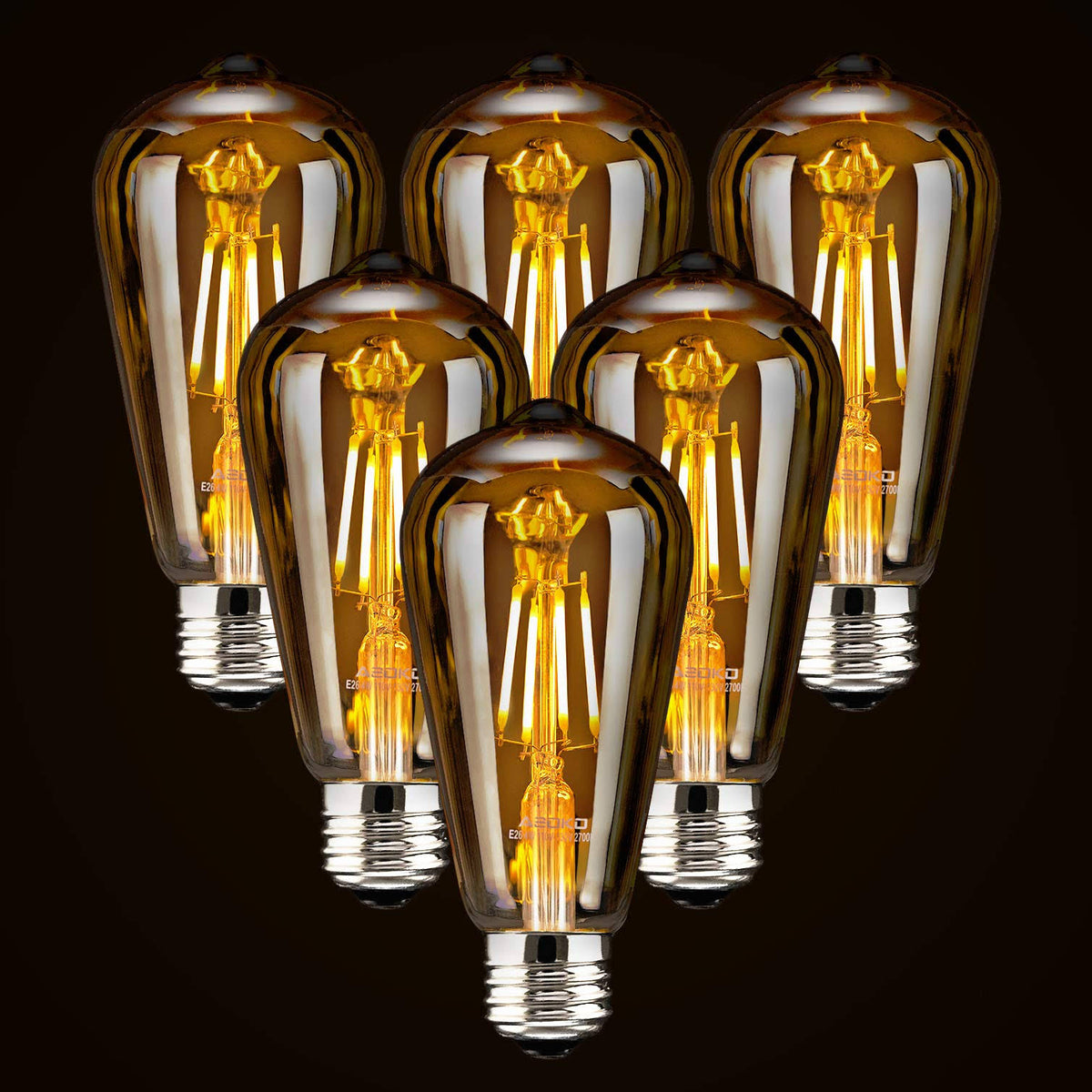 LED Dimmable Edison Light Bulbs 4W Vintage Light Bulb, 2300K Warm White Amber GL
