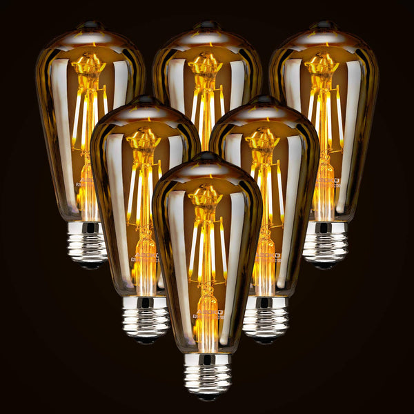 LED Dimmable Edison Light Bulbs 4W Vintage Light Bulb, 2300K Warm White Amber GL