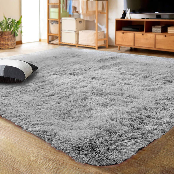 Lochas Ultra Soft Indoor Modern Area Rugs Fluffy Living Room Carpets for Children Bedroom Home Decor Nursery Rug 4x5.3 Feet Gray