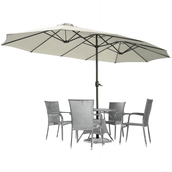 AECOJOY 15x9ft Double-Sided Patio Umbrella, Ivory
