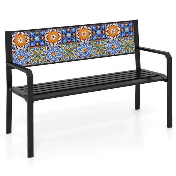 Tangkula 50" Metal Patio Park Bench
