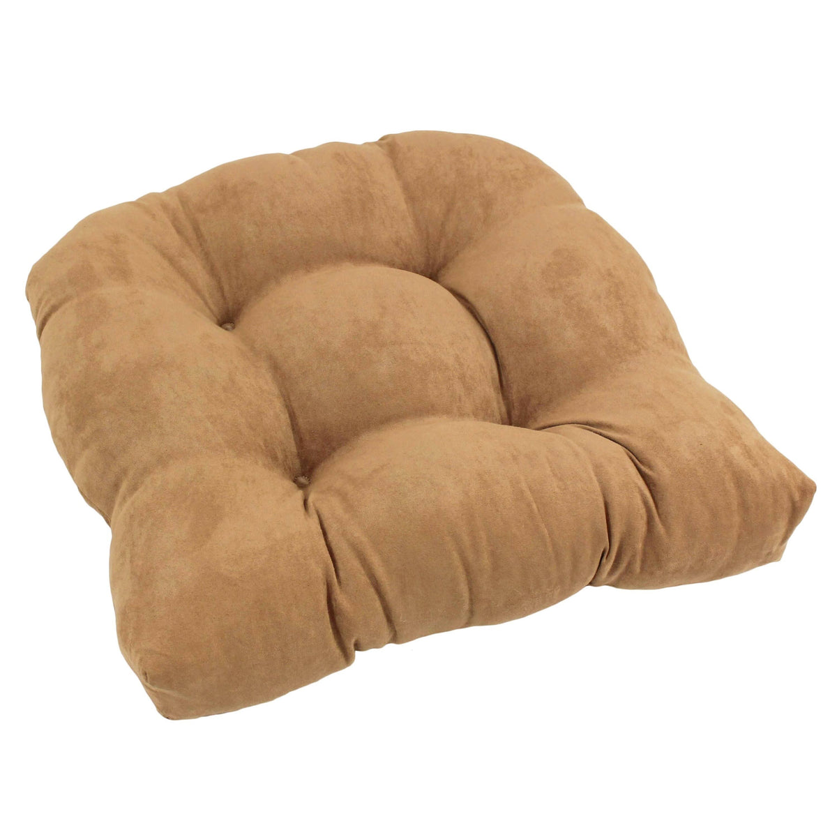 Blazing Needles 19 in. U-Shaped MicroSuede Tufted Dining Chair Cushion, Camel