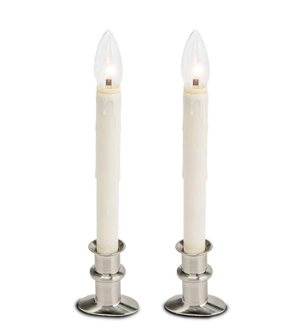 Plow & Hearth Adjustable Window Hugger Candles, Set of 2 - Pewter