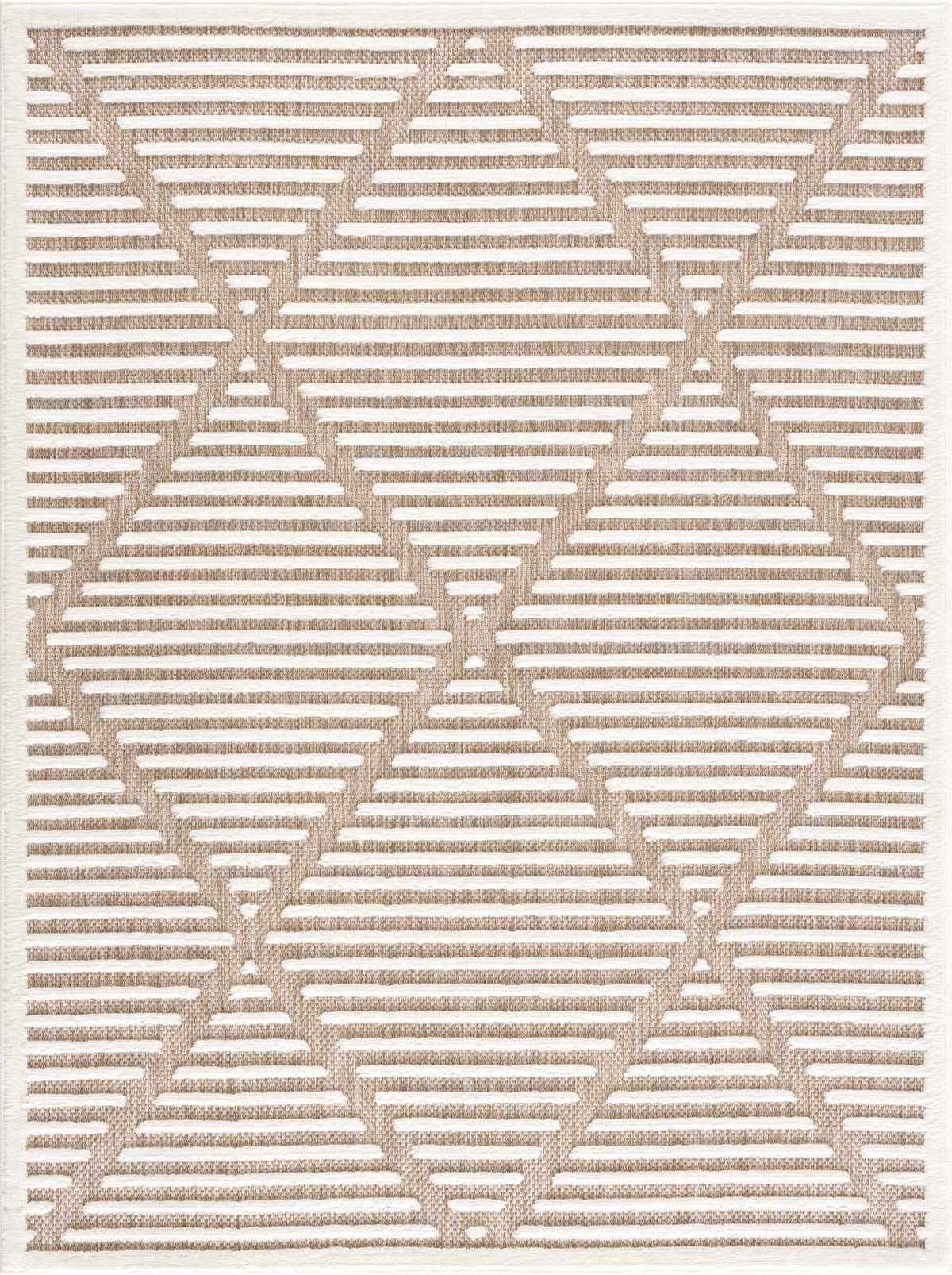 Hauteloom Anah Living Room, Bedroom Patio Outdoor Area Rug - Beige, White, Brown - 5'3 inch x 7', Size: 5'3 x 7'