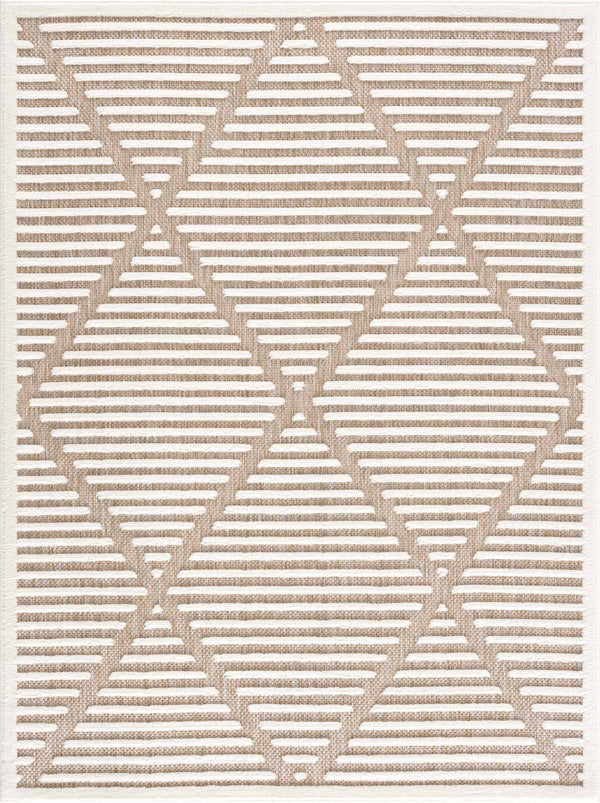 Hauteloom Anah Living Room, Bedroom Patio Outdoor Area Rug - Beige, White, Brown - 5'3 inch x 7', Size: 5'3 x 7'