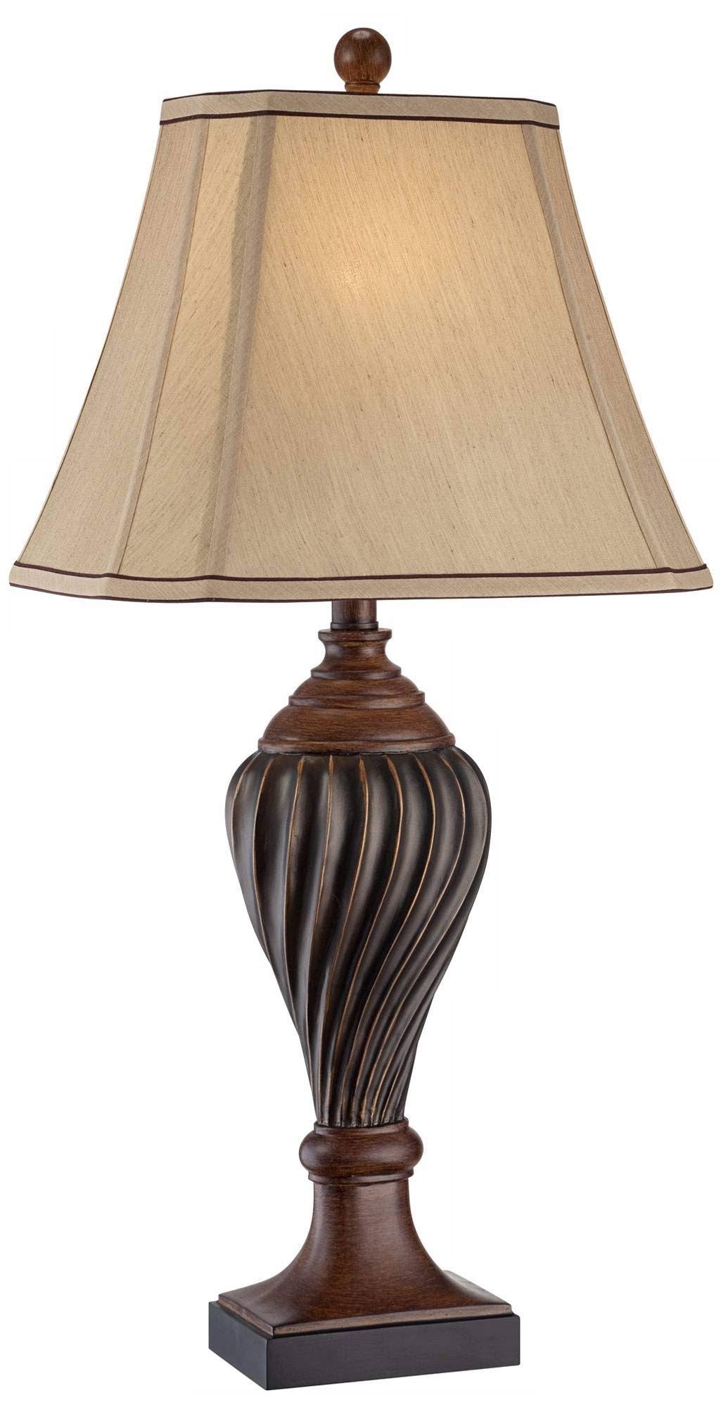 Regency Hill Carved Two-Tone Brown Table Lamp