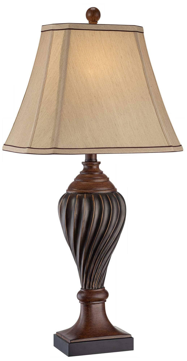 Regency Hill Carved Two-Tone Brown Table Lamp