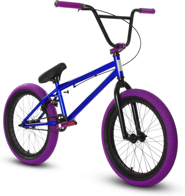 Elite BMX Bicycle 20" Freestyle Bike - Stealth Blue Purple Ideal for Ages 7 to 18 Years