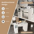 53" Counter Height Sewing Craft Table with 14 Storage Cubes, Large Drawer, Cabinet & Adjustable Shelf, 36" Artwork Workstation Drafting Writing Desk