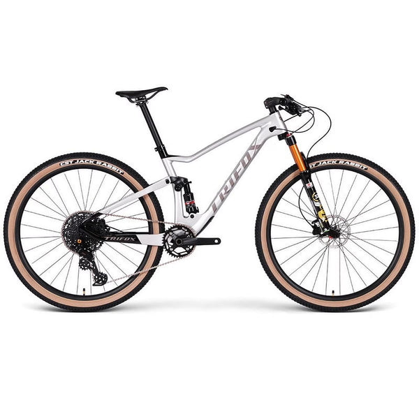 PIONEER Outroad Mountain Bike Double Full Suspension MTB for Adult, M6100 12 - Speeds Carbon Fiber Full Suspension MTB MFM100, Dual Disc Brake Bikes
