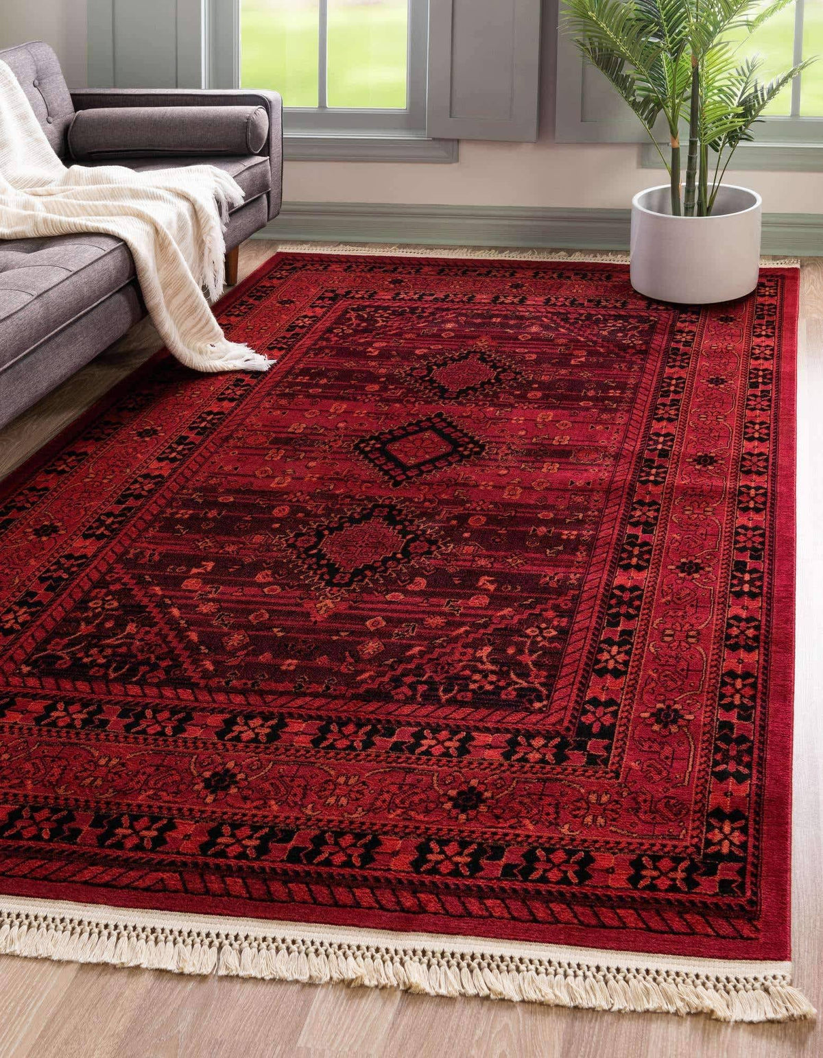 Unique Loom Lincoln Tekke Area Rug (4' x 6' - Red)