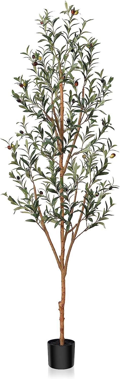 Kazeila Artificial Olive Tree 6ft Tall Faux Silk Plant for Home Office Decor Indoor Fake Potted Tree with Wood Branches and Fruits