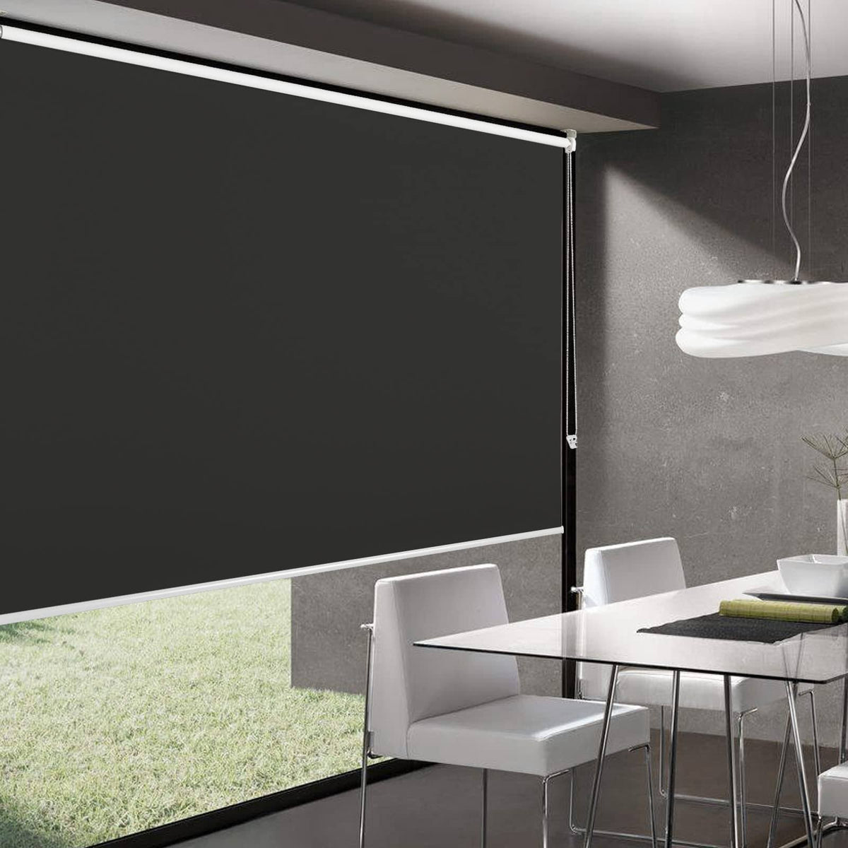 Joydeco Extra Wide Blackout Fabric Roller Window Blinds 70 inch,Black Thermal Roller Shades Insulated UV Protection for Home Office Bedroom, 70" W x