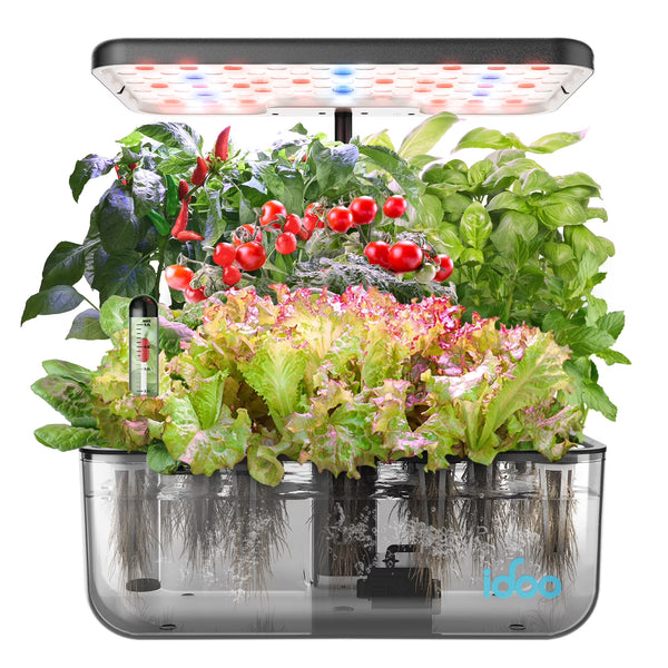 Idoo 12 Pods Indoor Garden Kit, Hydroponics Growing System, Smart Herb Garden Planter with LED Grow Light