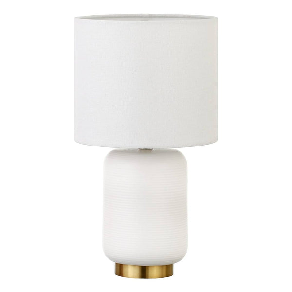 Gracie Ceramic Table Lamp Base Color: Matte White/Brushed Brass