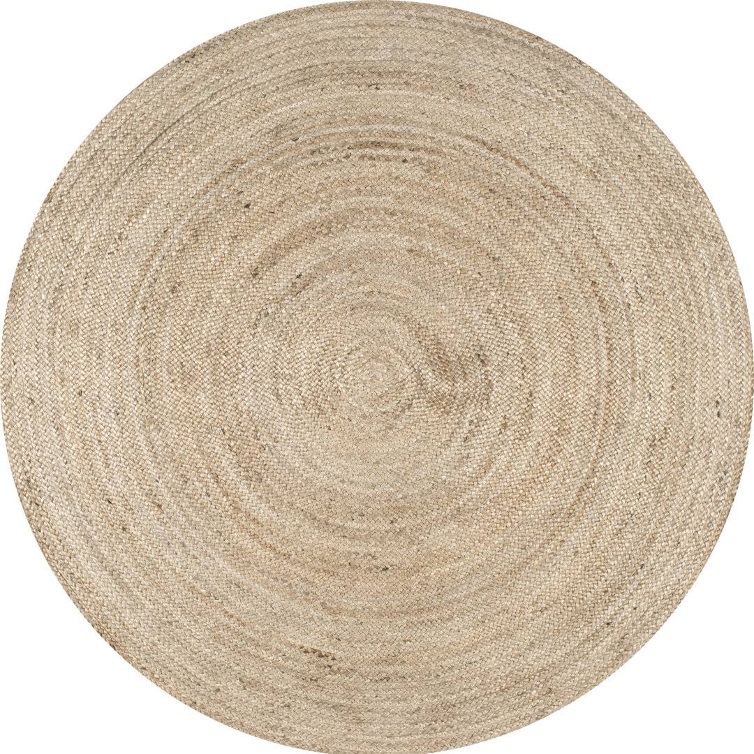 Santibanez Handmade Braided Jute Tan/Natural Rug Rosecliff Heights Rug Size: Round 6'