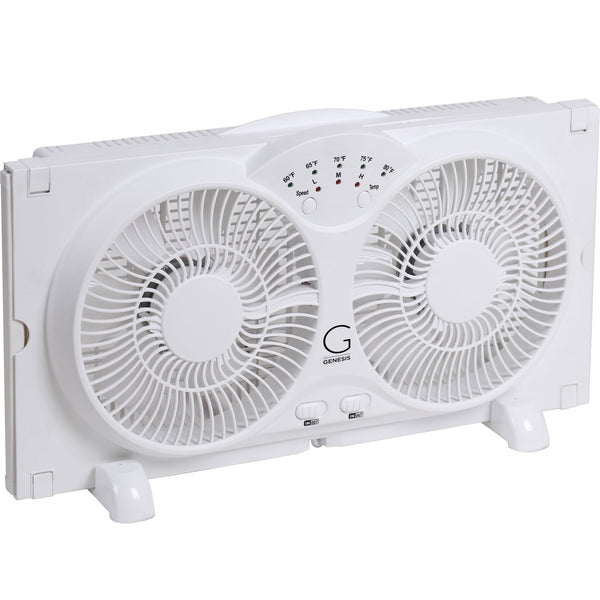 Genesis Twin Window Fan with 9 inch Blades High Velocity Reversible Airflow Fan