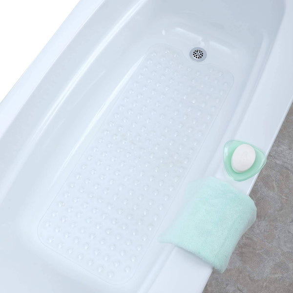 SlipX Solutions Clear Extra Long Bath Mat Adds Non-Slip Traction to Tubs &