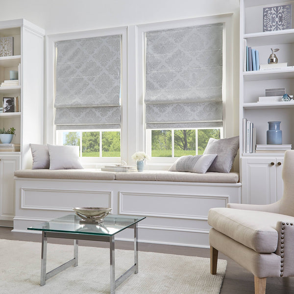 Curtainworks 6Z200601SV Damask Window Shade, 23" W x 64" L, Silver
