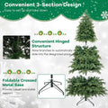 6/7.5 FT Pre-Lit Artificial Christmas Tree, PE/PVC Mixed Tips, Hinged Xmas Tree with Remote, 11 Color-Changing LED Modes, Timer & Metal Stand