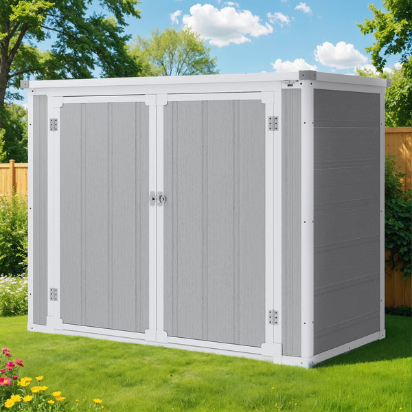 41 Cu.ft Outdoor Shed, Horizontal All - Weather Resin Storage Shed, Resistant Tool Shed for Storage of Bike/Trash Cans/Garden Tools/Lawn Mowers