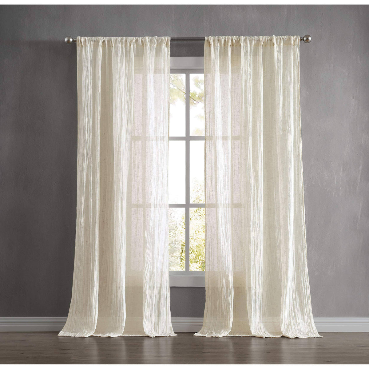 French Connection Charter Crushed Window Curtain, 100"x84", Natural
