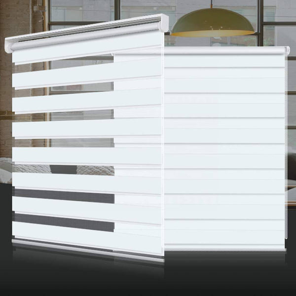 SEEYE Zebra Shade Blinds Horizontal Window Curtain Day and Night Blind Dual Layer Shades Easy to Install 41.3"�G59", White