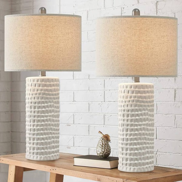 Anazagene Modern Accent Ceramic Table Lamp for Bedroom White Desk Dcor Bedside Lamp for Living Room (Set of 2) Dakota Fields