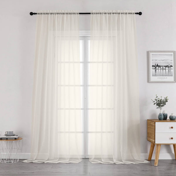 OWENIE Extra Long Sheer Curtains 120 Inches Long, Sheer Curtain, Voile Rod Pocket Panels for Bedroom and Living Room (42 x 120 Inches Long, Set of 2