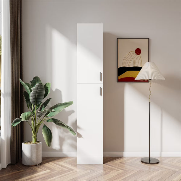 74.8'' Tall Kitchen Pantry Cabinet, Floor Freestanding Storage Cabinet with Inadjustable Shelves and Two Doors, Narrow Tall Cupboard for Dining Room
