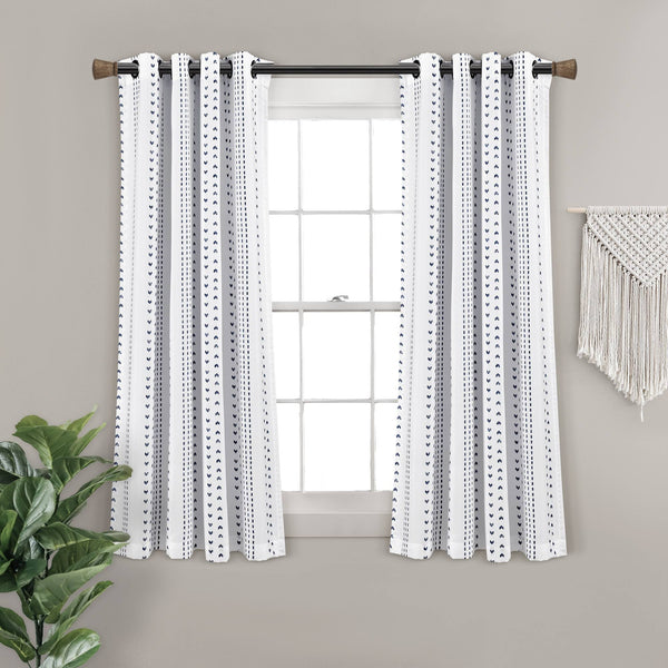 Lush Decor Hygge Stripe Window Curtain Panels Navy/White 52x63 Set