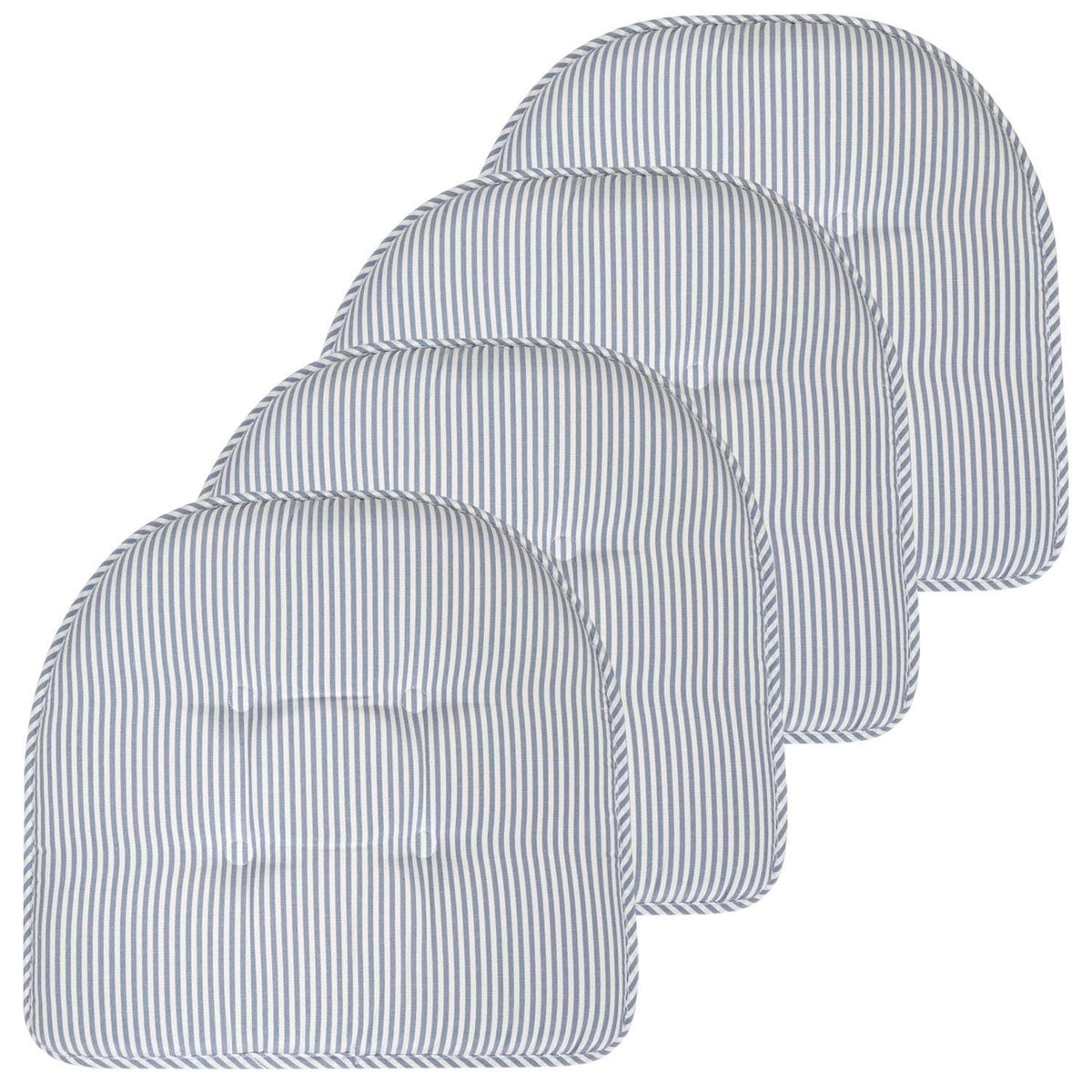 Sweet Home Collection Pinstripe U Shaped Memory Foam Chair Pad 12 Pack, Grey