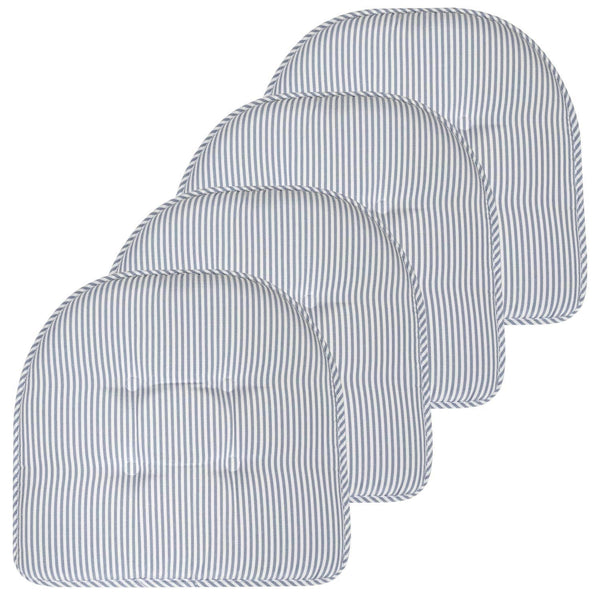 Sweet Home Collection Pinstripe U Shaped Memory Foam Chair Pad 12 Pack, Grey