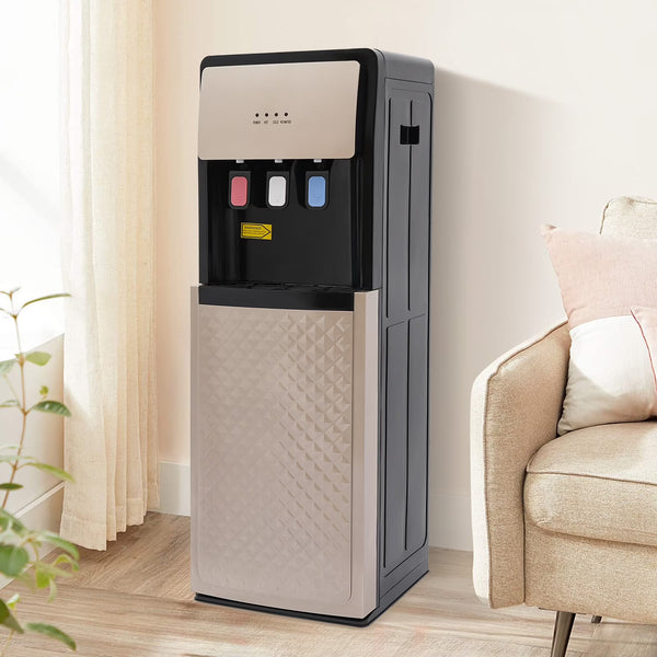 Champaign Gold Bottom Loading Water Dispenser - Hot, Cold & Room Temperature Water, 500W Heating, 90W Cooling, Safe & User - Friendly Design for Home
