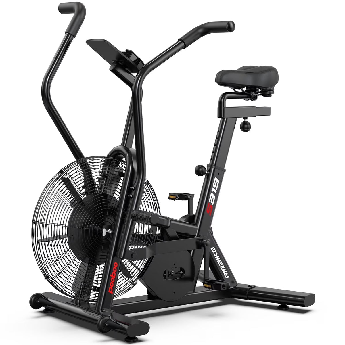 LNOW Commercial Built - in Bluetooth Fan Exercise Bike, Adjustable Air Resistance with Dual - Action Handlebars, Heavy Duty Indoor Cycling Bike for