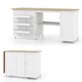 62.5" Folding Sewing Table Rolling Craft Station with Storage Cabinet & Shelves, Foldable Sewing Machine Desk w/ Lockable Wheels for Home