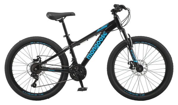 Mongoose 24" Durham Mountain Bike, 21 Speeds, Black