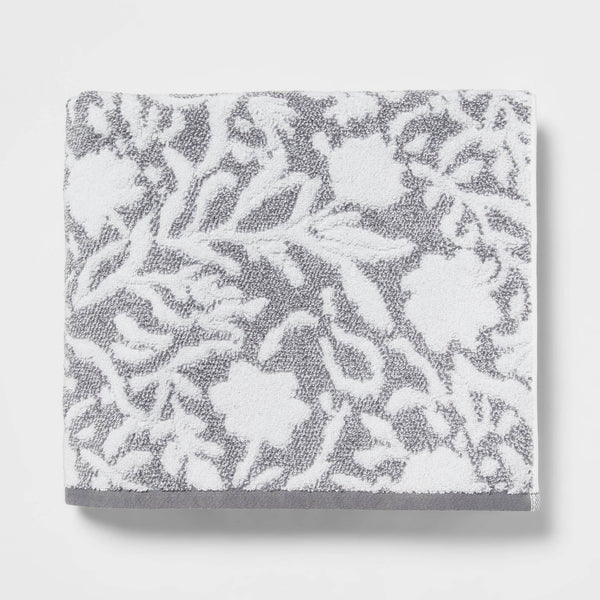 Performance Plus Bath Towel Gray Floral - Threshold