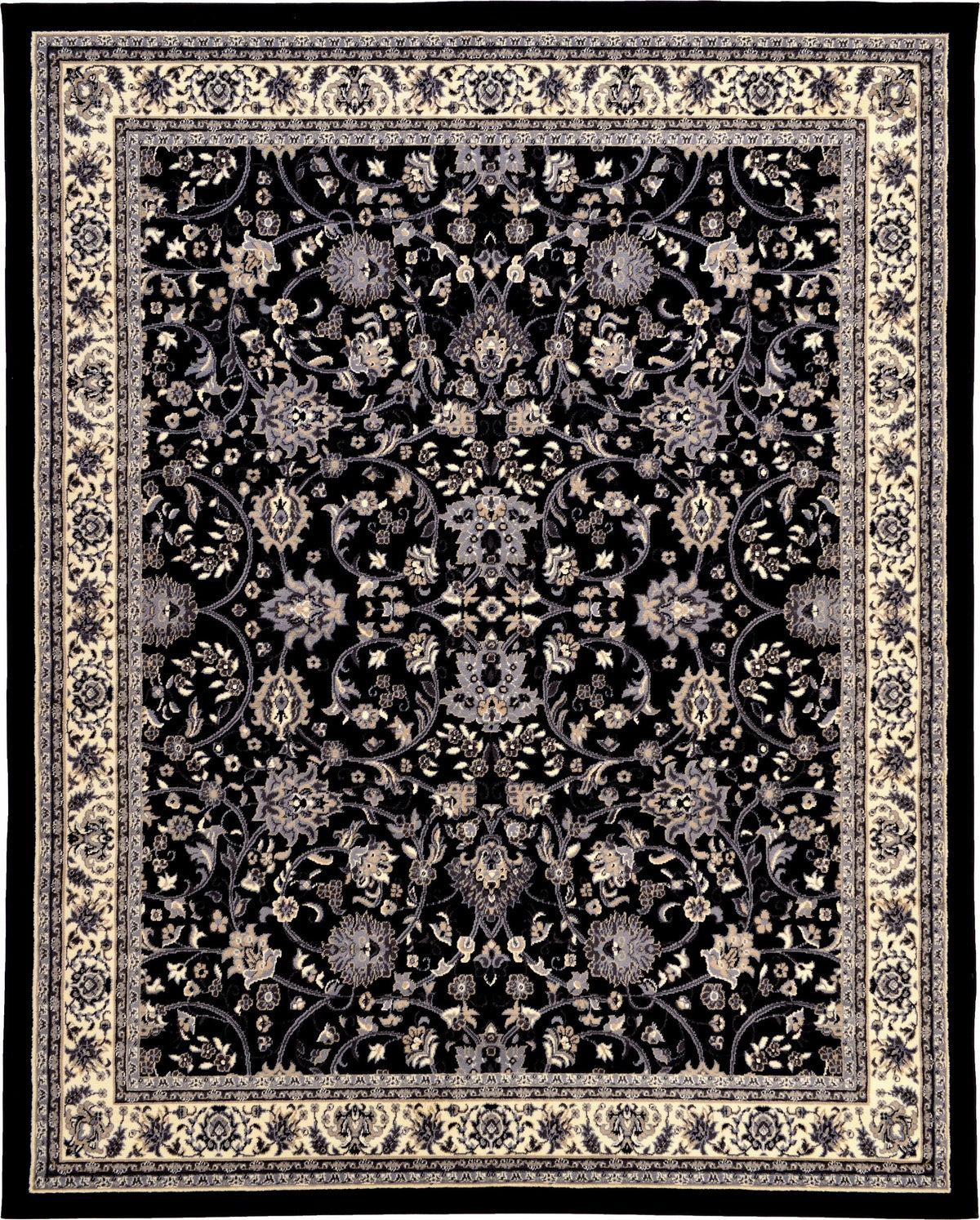Unique Loom Washington Sialk Hill Area Rug - 8' x 10' (Black)
