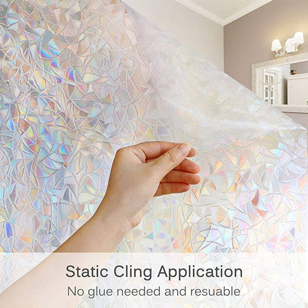 Volcanics Window Privacy Film Static Window Clings Vinyl 3D Window Decals Window Stickers Rainbow Window Film for Glass Door Home Heat Control Anti UV