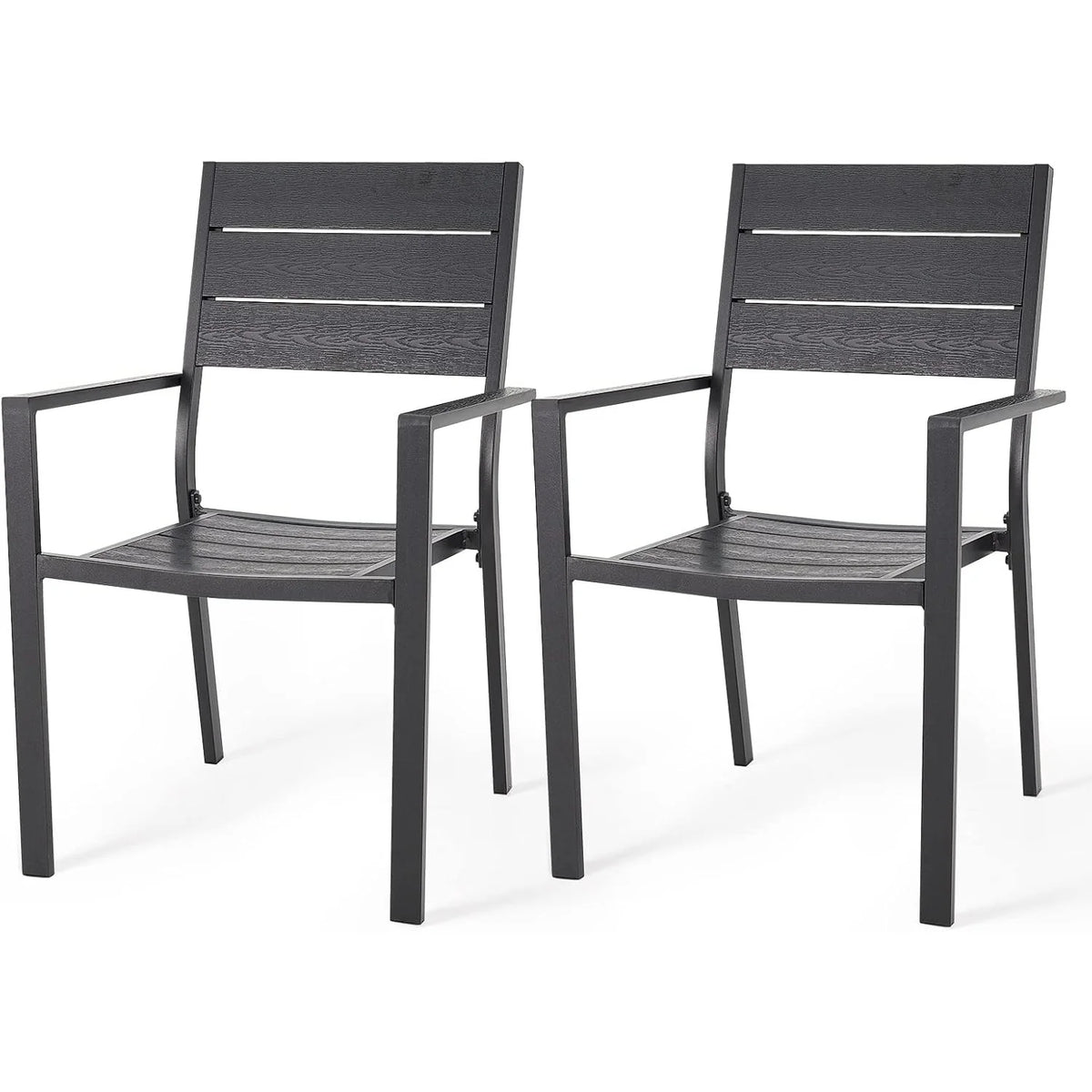 AECOJOY 2 Pieces Outdoor Dining Chairs, Aluminum Frame Stackable Patio Chair